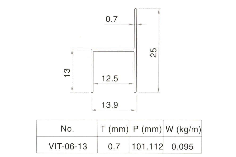 Nhôm Vách Vệ Sinh VXT-0613